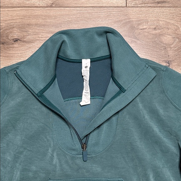 Lululemon Brushed Softstreme Ribbed Half Zip Pullover Green Jasper (Flaw) Size 4 - Picture 5 of 15